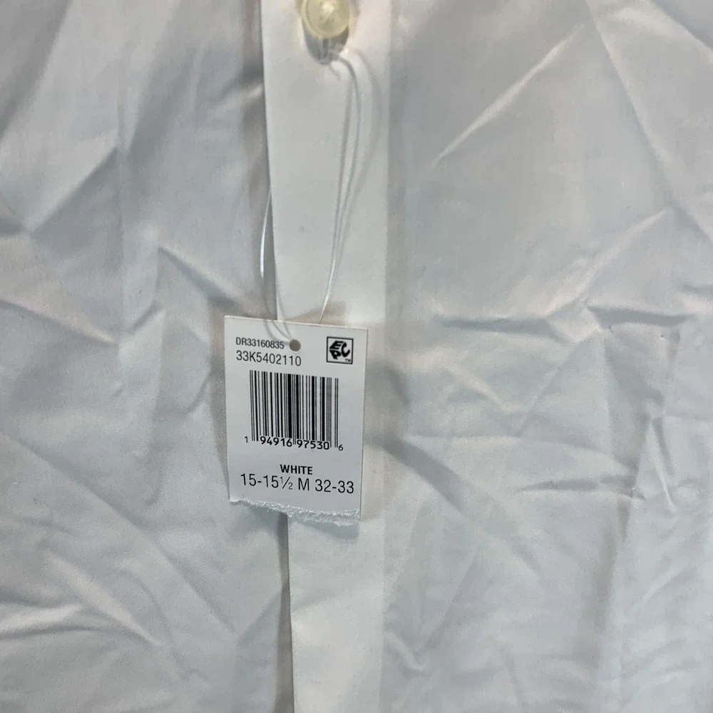 Calvin Klein Men's Button‎ Up Shirt Tuxedo M White Regular Fit Stretch 32/33